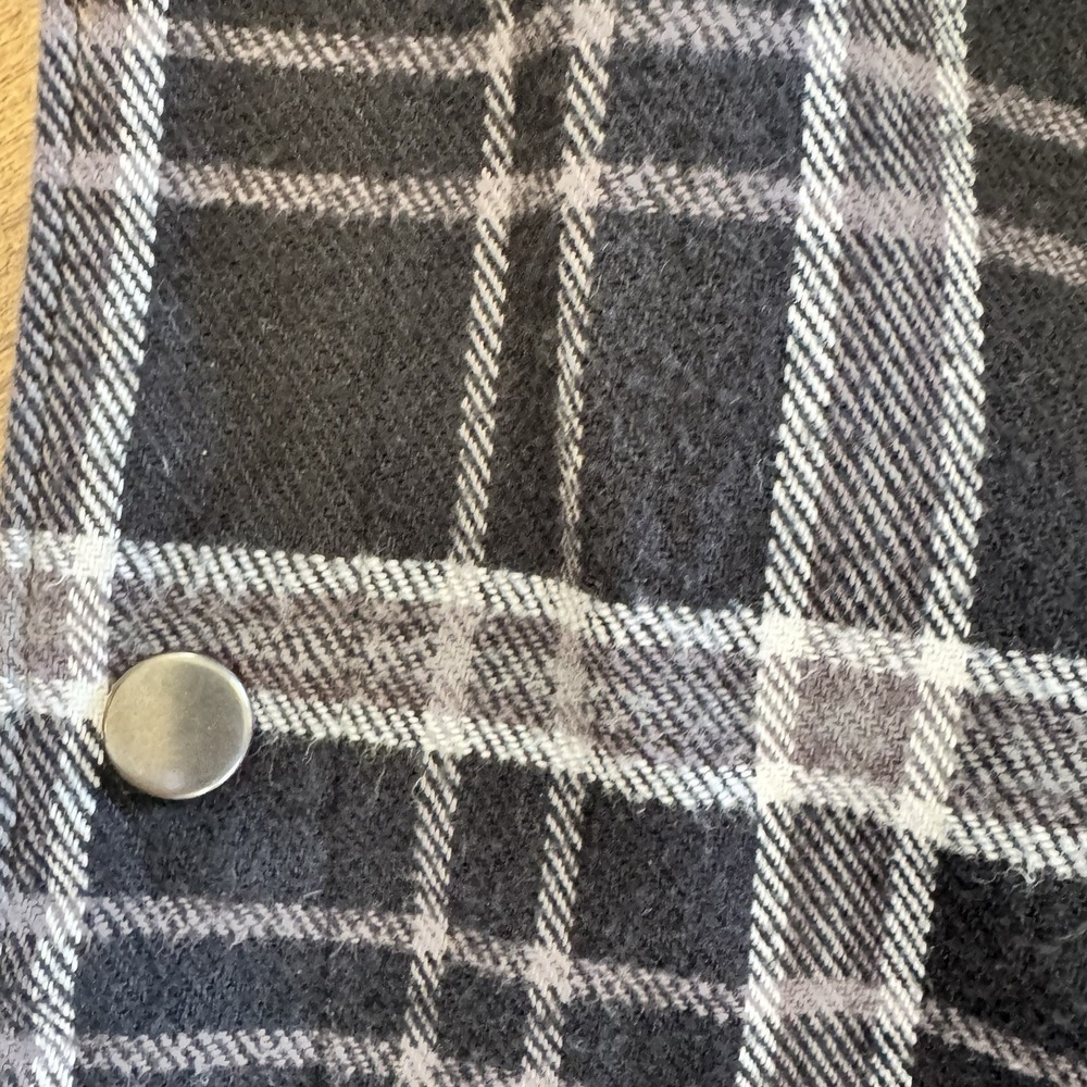Denim Reversible Jacket Men's Black Plaid Lined Snap Front‎ Sz Large Barn Coat - Picture 7 of 13
